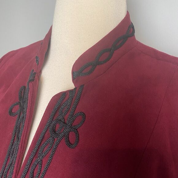 Dress Barn Suede Embroidered Maroon Womens Jacket -size S - Picture 5 of 9